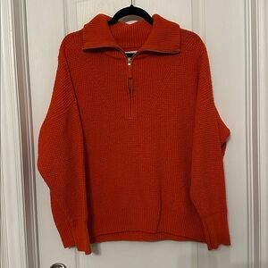 Aerie orange oversized Half-Zip Sweater